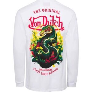 Von Dutch Men’s Snake Graphic Long Sleeve Tee in White |LIMITED EDITION! NEW/NWT
